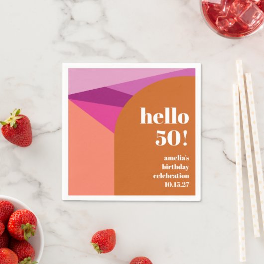Serviette En Papier Art moderne violet en terre cuite Custom 50e anniv (En situation)