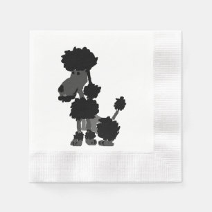 Serviette En Papier Art noir drôle de chien de caniche