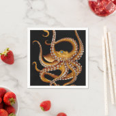 Serviette En Papier Art noir octopus bleu oeil Brown (En situation)