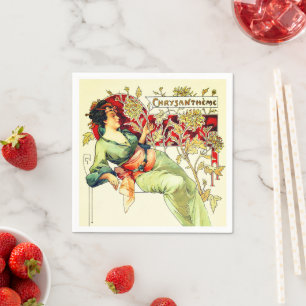 Serviette En Papier Art nouveau Alphonse Mucha Chrysanthème automne