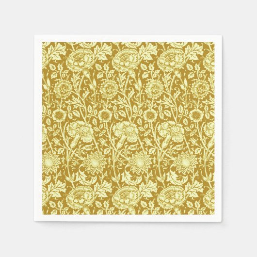 Serviette En Papier Art Nouveau Carnation Damas, moutarde et jaune (Devant)