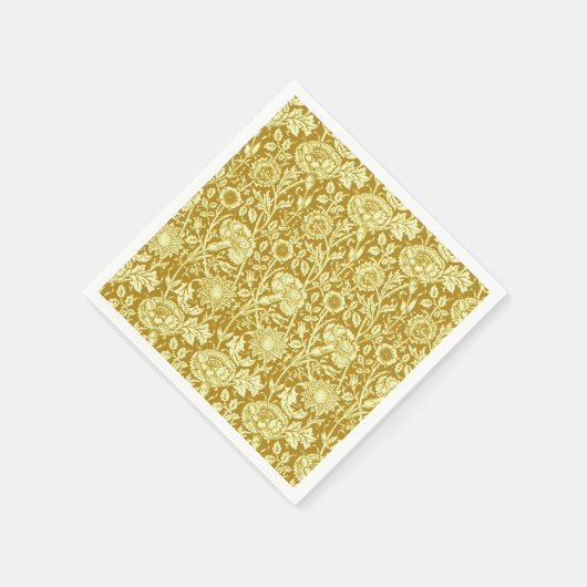 Serviette En Papier Art Nouveau Carnation Damas, moutarde et jaune (Coin)