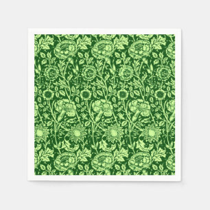 Serviette En Papier Art Nouveau Carnation Damask, Forest Green