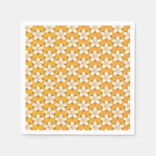 Serviette En Papier Art Nouveau jaune Jonquil papier peint fleuri damé (Devant)