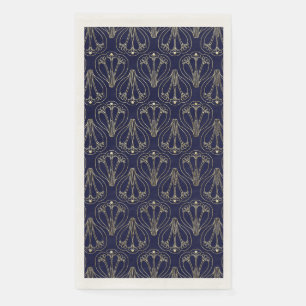 Serviette En Papier Art Nouveau Marine Bleu et or