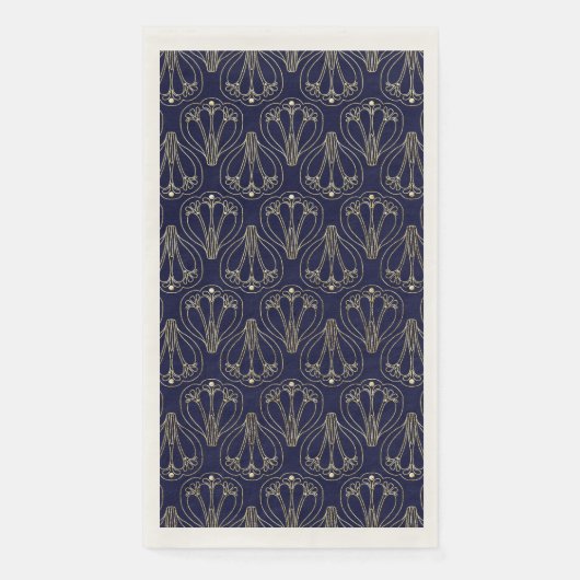 Serviette En Papier Art Nouveau Marine Bleu et or (Devant)