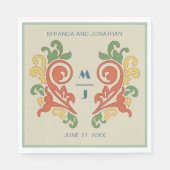 Serviette En Papier Art Nouveau Monogramme Mariage Napkin (Devant)