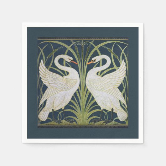 Serviette En Papier Art Nouveau Swan Deux Swans (Devant)