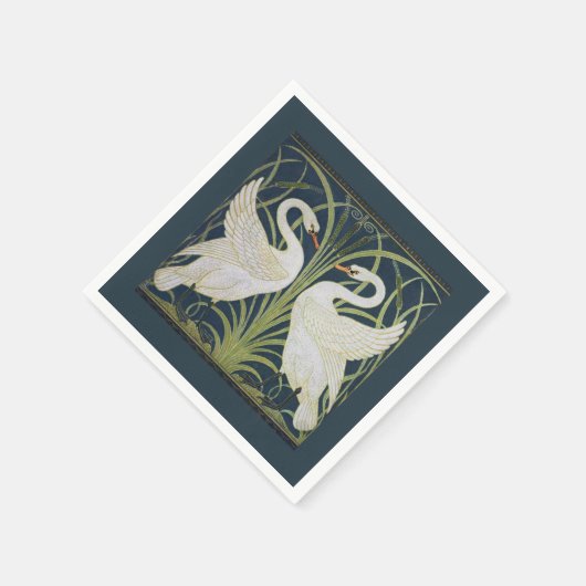 Serviette En Papier Art Nouveau Swan Deux Swans (Coin)