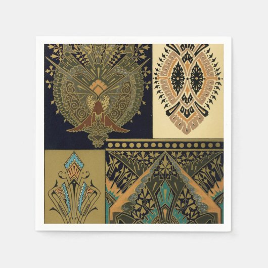 Serviette En Papier Art nouveau textile abstrait Christopher Dresser (Devant)