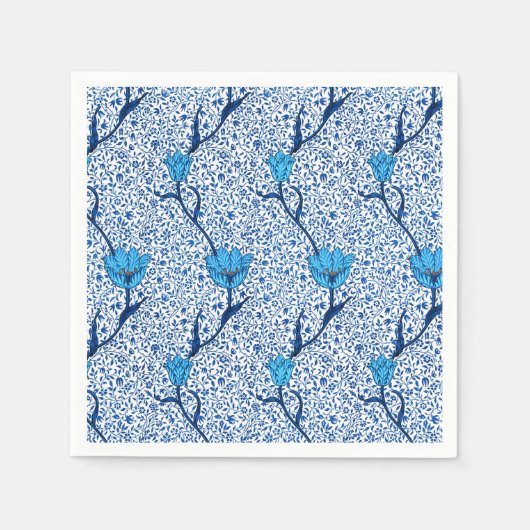 Serviette En Papier Art Nouveau Tulip Damask, Cobalt Blue (Devant)