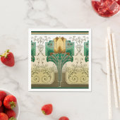 Serviette En Papier Art Nouveau Tulips Motif Dîner Standard (En situation)