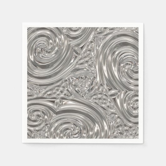 Serviette En Papier Art nouveau victorien élégant en argent (Devant)