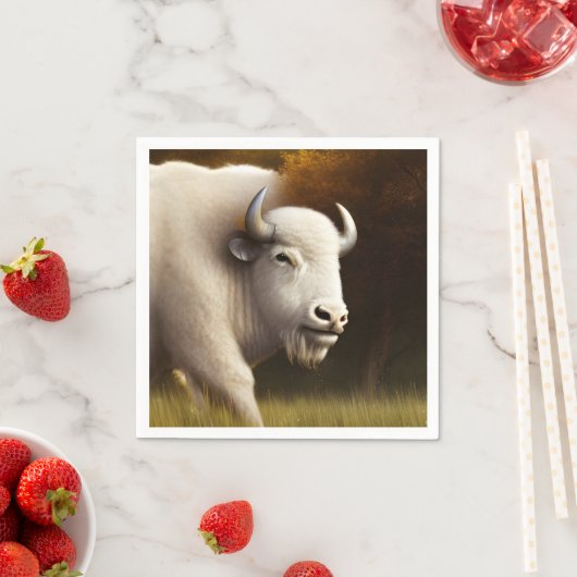 Serviette En Papier Art numérique de buffle blanc mystique (En situation)