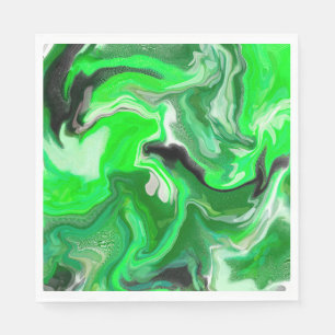Serviette En Papier Art numérique vert en marbre fluide
