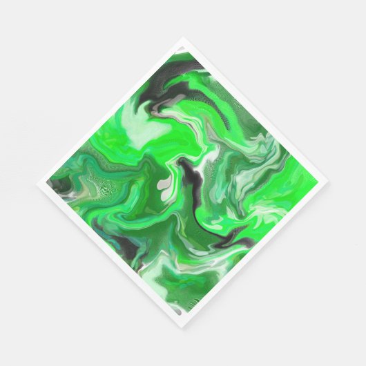Serviette En Papier Art numérique vert en marbre fluide (Coin)