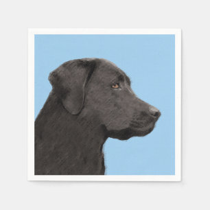 Serviette En Papier Art original de chien de peintre noir de Labrador 