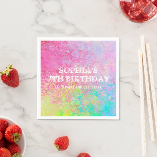 Serviette En Papier Art Party Paint Splatter Rainbow Kids (En situation)