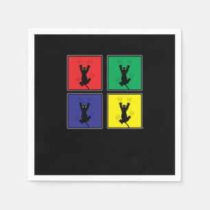 Serviette En Papier Art Pop Coloré Rétro Cute Chat Scratching Animaux