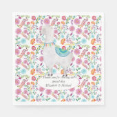 Serviette En Papier Art populaire floral llama mariage personnalisable (Devant)