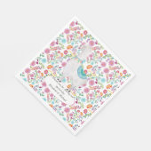 Serviette En Papier Art populaire floral llama mariage personnalisable (Coin)