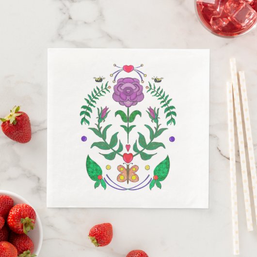 Serviette En Papier Art populaire Napkin (En situation)