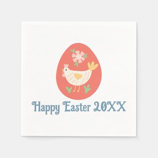 Serviette En Papier Art populaire Pâques Oeuf poulet (Devant)
