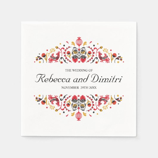 Serviette En Papier Art populaire russe Khokhloma mariage élégant (Devant)