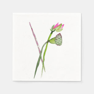 Serviette En Papier Art pour aquarelle rose de bouddhiste zen de Lotus