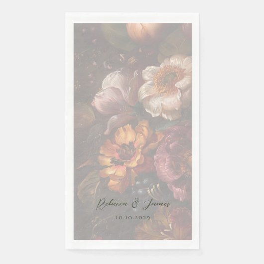 Serviette En Papier Art romantique Mariage de peinture à fleurs (Devant)
