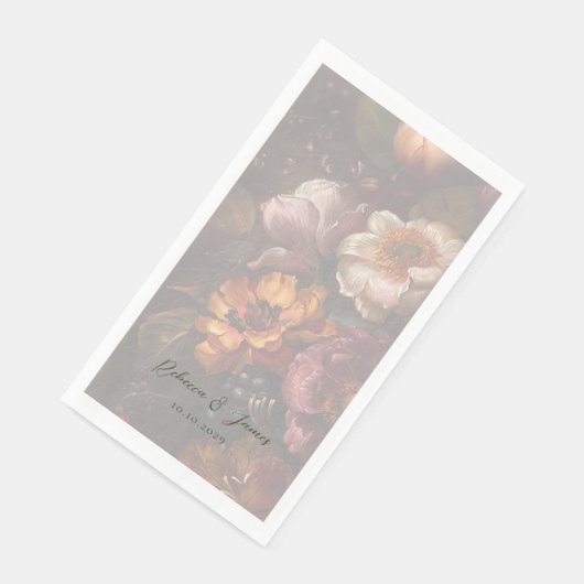 Serviette En Papier Art romantique Mariage de peinture à fleurs (Coin)