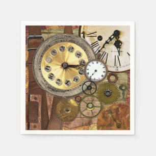 Serviette En Papier Art rouillé de Steampunk d'horloges vieil