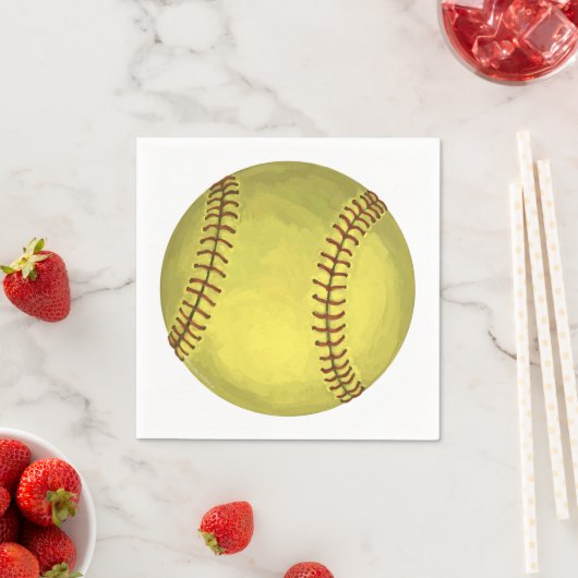 Serviette En Papier Art Softball Peint (En situation)
