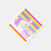 Serviette En Papier Art Unicorne arc en ciel 1er anniversaire serviett (Coin)
