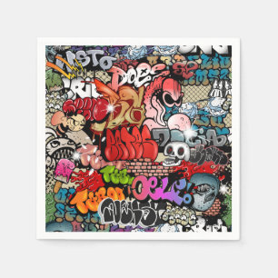 Serviette En Papier Art urbain dynamique de rue Graffiti art motif