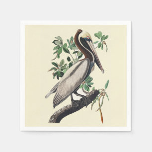 Serviette En Papier Art vintage d'Audubon sur le Pélican brun, oiseau 