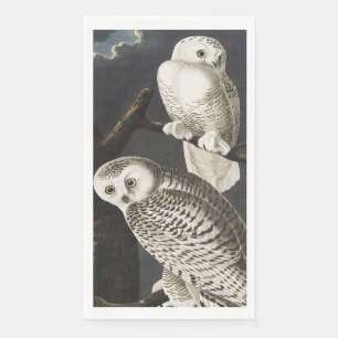 Serviette En Papier Art vintage de l'oiseau de nuit Hibou blanc d'Audu