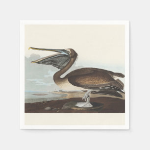Serviette En Papier Art vintage d'oiseau côtier de Pélican brun d'Audu