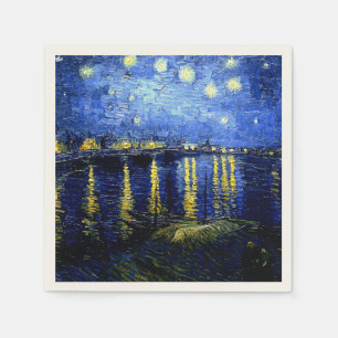Serviette En Papier Art vintage Van Gogh, Nuit étoilée sur Rhône