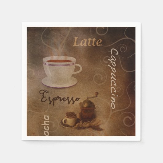 Serviette En Papier Art Word de l'amoureux du café (Devant)