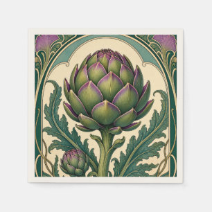 Serviette En Papier Artichaut vintage de style Art nouveau pour la cui
