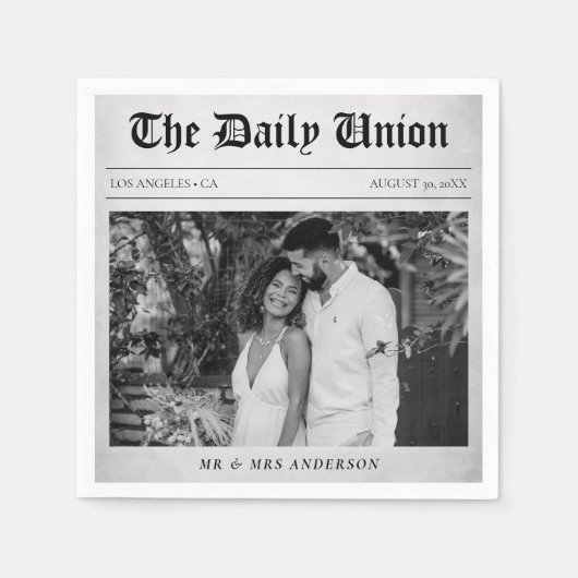 Serviette En Papier Article de journal Réception de mariage (Devant)