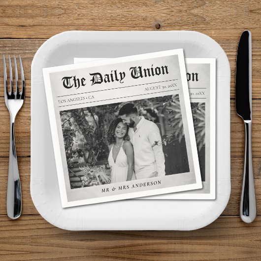 Serviette En Papier Article de journal Réception de mariage