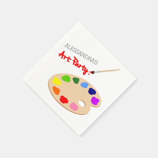 Serviette En Papier Artiste Arc-en-ciel Palette Peinture Anniversaire (Coin)