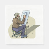 Serviette En Papier Artiste Au Travail (Devant)