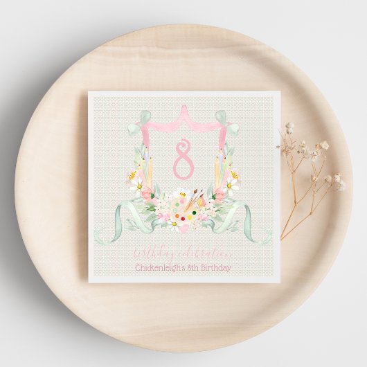 Serviette En Papier Artiste Dusty Pink Greenery Coquette Anniversaire