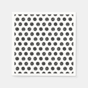 Serviette En Papier Artiste Pois Noir Blanc Fun Chic Main dessinée