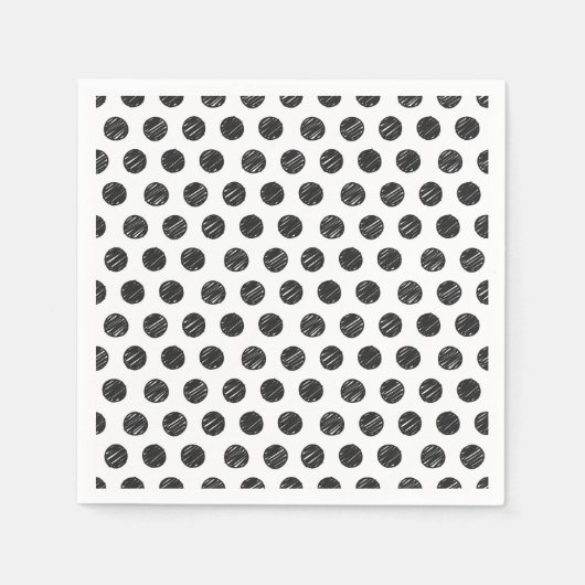 Serviette En Papier Artiste Pois Noir Blanc Fun Chic Main dessinée (Devant)