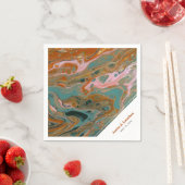 Serviette En Papier Artistic Boho Marbre Orange Personnalisé Napkin (En situation)