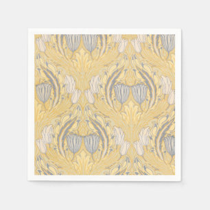 Serviette En Papier Arts and Crafts Walter Crane Bleus Tulipes Blanche